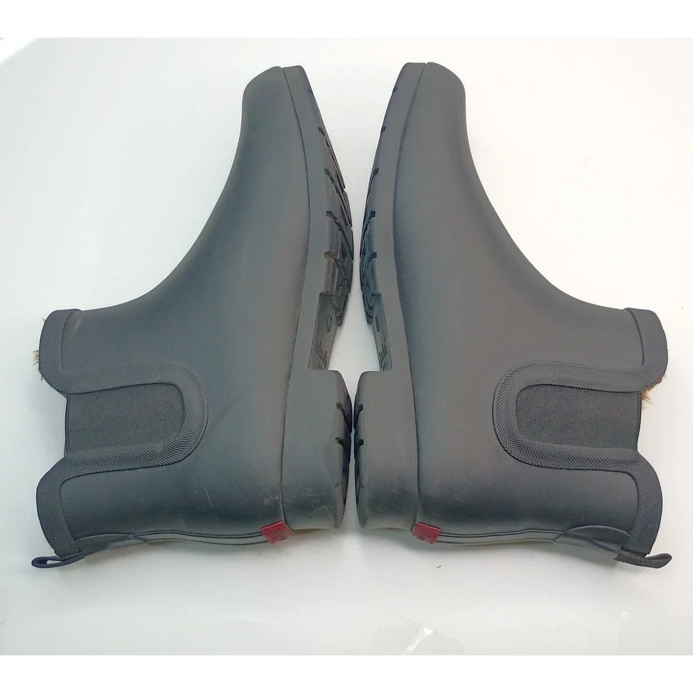 Chooka Plush Chelsea Rain Boots Women Size 10 Black Waterproof Faux Fur Lined